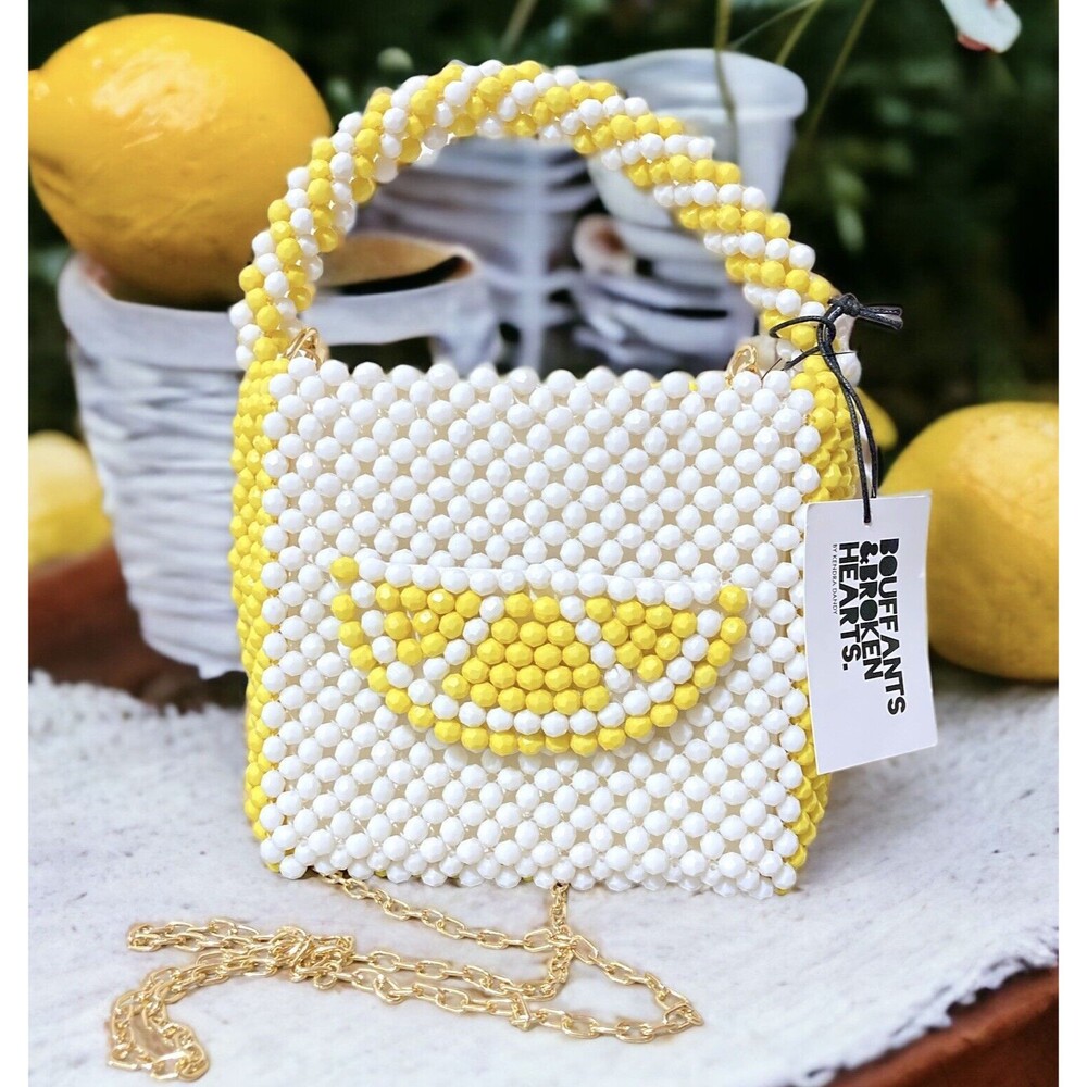 Summer Bouffant and Broken Hearts Kendra Dandy Beaded Lemon Hand/Crossbody Bag